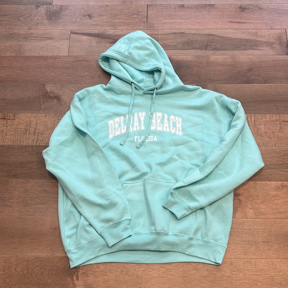 DelRay Beach Souvenir Hoodie (Teal Color) - Picture 3 of 9